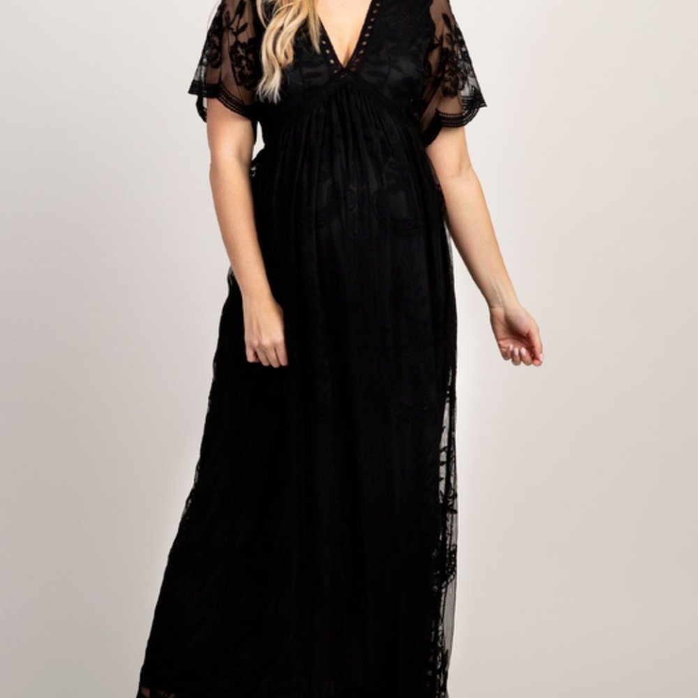 Pinkblush Black Lace Meshoverlay Dress NWT